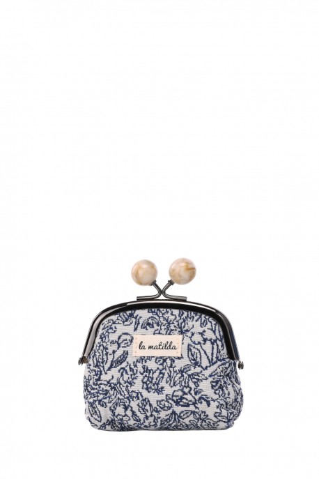 La Matilda - Porte-monnaie en coton à fermoir PATTERN BLUE M120-1-69