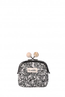 La Matilda - Cotton coin purse with clasp PATTERN BLACK M120-1-70