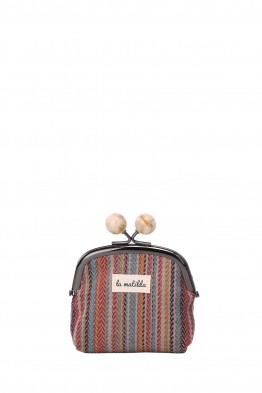 La Matilda - Porte-monnaie en coton à fermoir STRIPE ROSE M124-1-71