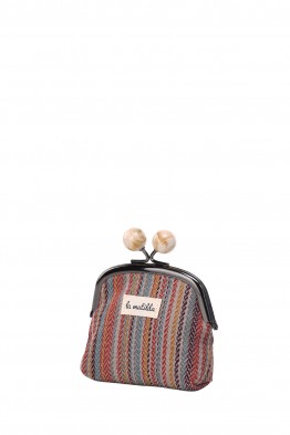 La Matilda - Porte-monnaie en coton à fermoir STRIPE ROSE M124-1-71