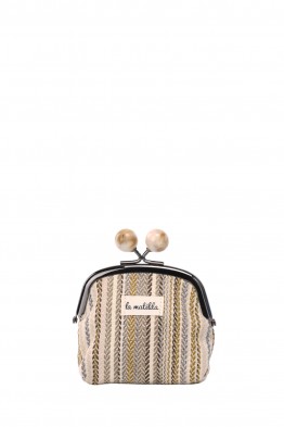 La Matilda - Porte-monnaie en coton à fermoir STRIPE BEIGE M124-1-72