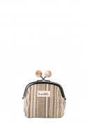 La Matilda - Cotton coin purse with clasp STRIPE BEIGE M124-1-72