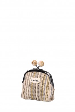 La Matilda - Porte-monnaie en coton à fermoir STRIPE BEIGE M124-1-72