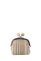La Matilda - Cotton coin purse with clasp STRIPE BEIGE M124-1-72