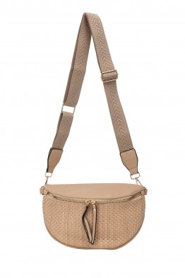 KJ1349-1 Sac banane bandoulière synthétique en paille polypropylène