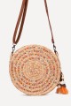 KKC003 Round shoulder bag made from woven natural straw