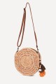 KKC003 Round shoulder bag made from woven natural straw