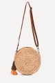 KKC003 Round shoulder bag made from woven natural straw