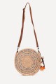 KKC003 Round shoulder bag made from woven natural straw
