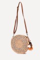 KKC003 Round shoulder bag made from woven natural straw