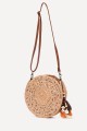 KKC003 Round shoulder bag made from woven natural straw