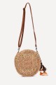 KKC003 Round shoulder bag made from woven natural straw