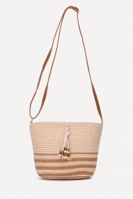 YX13014 Sac bandoulière en paille de papier ornementé paillettes