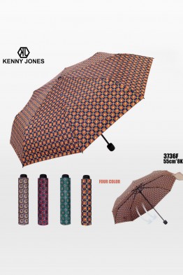 3736F Compact folding umbrella with baroque pattern and manual opening