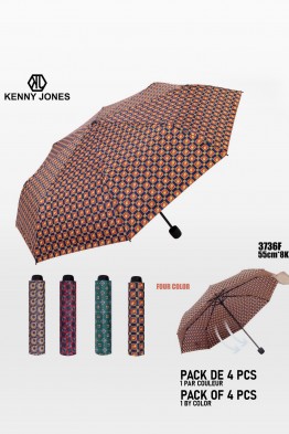 3736F Compact folding umbrella with baroque pattern and manual opening