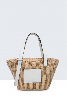 9135-BV-W Crocheted paper straw handbag