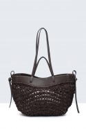 T88114-BV Sac à main en paille de papier crocheté