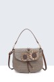 Synthetic straw handbag with a floral flap 29002-BV