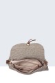 Synthetic straw handbag with a floral flap 29002-BV