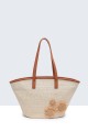 29003-BV Synthetic straw handbag with a floral