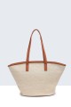 29003-BV Synthetic straw handbag with a floral