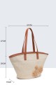 29003-BV Synthetic straw handbag with a floral