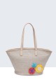 29003-BV Synthetic straw handbag with a floral