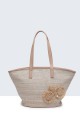 29003-BV Synthetic straw handbag with a floral