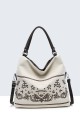 29037-BV Woven canvas handbag with pattern 