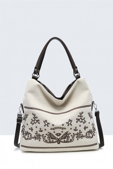 29037-BV Sac à main toile avec motif : couleur:Caf&eacute; (Coffee)
