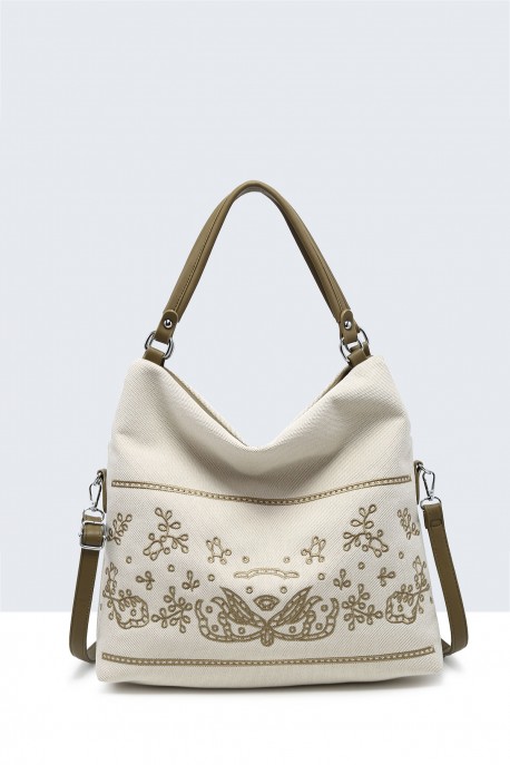 29037-BV Sac à main toile avec motif : couleur:Vert (Green)