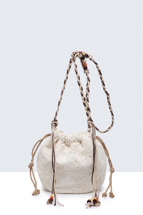29050-BV Lace-style round clutch bag : colour:Beige