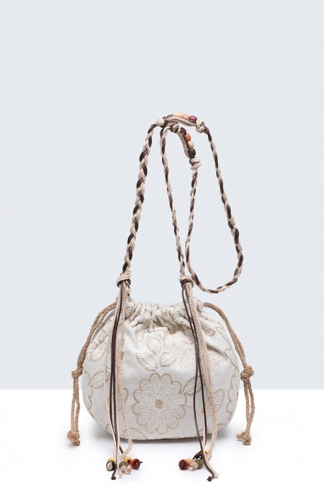 29050-BV Lace-style round clutch bag : colour:White