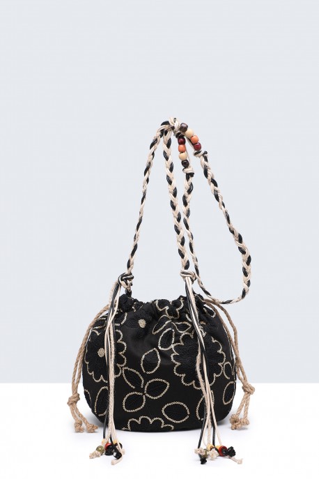 29050-BV Lace-style round clutch bag : colour:Black