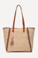 KKC169 Paper straw handbag with seashell pom-pom