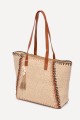 KKC169 Paper straw handbag with seashell pom-pom