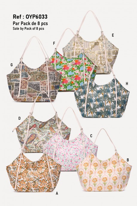 OYP6033 Large textile HAND bag with pattern : colour:Pack of 8