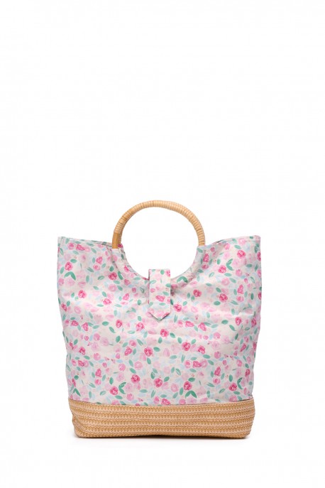 OYP6035 Patterned fabric bag with ring handle : colour:C