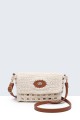 9244-BV Crocheted cotton shoulder crossbody bag with flap