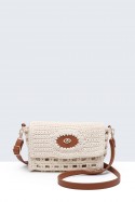 9244-BV Sac bandoulière à rabat en coton crocheté