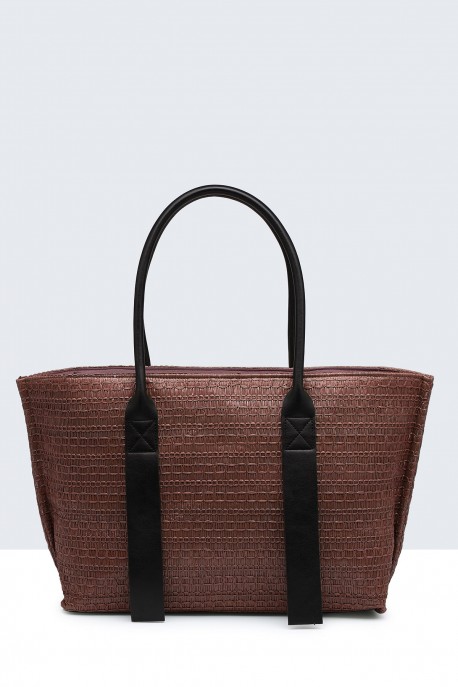 G8865-BV Synthetic straw handbag : colour:Coffee