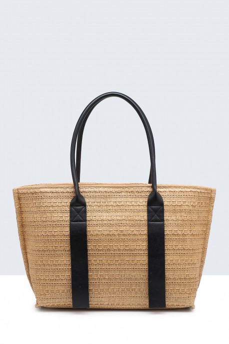 G8865-BV Sac à main en paille de synthétique : couleur:Kaki (Khaki)