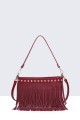 11143-BV Bohemian-style shoulder bag with fringe and studs