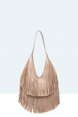 11142-BV Bohemian-style shoulder bag with fringe