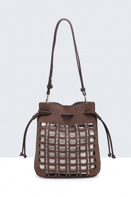 20027-BV-VS Perforated pattern purse handbag : colour:Coffee