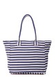 KJ5688 Striped canvas beach bag