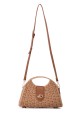 KJ756-1 Paper straw handbag on rigid frame
