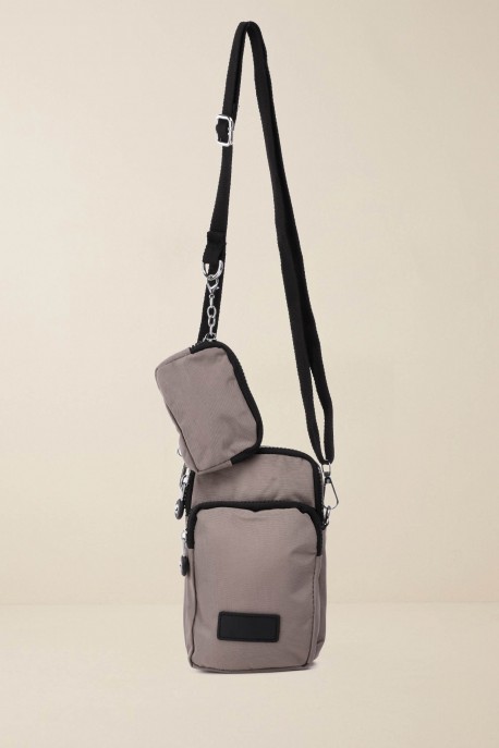 Nylon crossbody bag smartphone size KJ-612-10 : colour:Grey