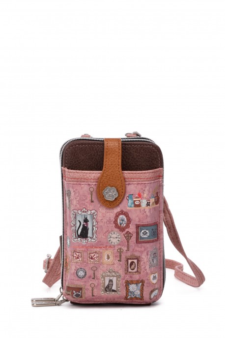 XK-07-A26 Pochette bandoulière "Little Kat" format téléphone synthétique Sweet & Candy : couleur:Rose (Pink)