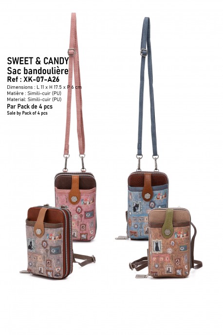 Sweet & Candy XK-07-A26 Synthetic phone-size crossbody pouch : colour:Pack of 4